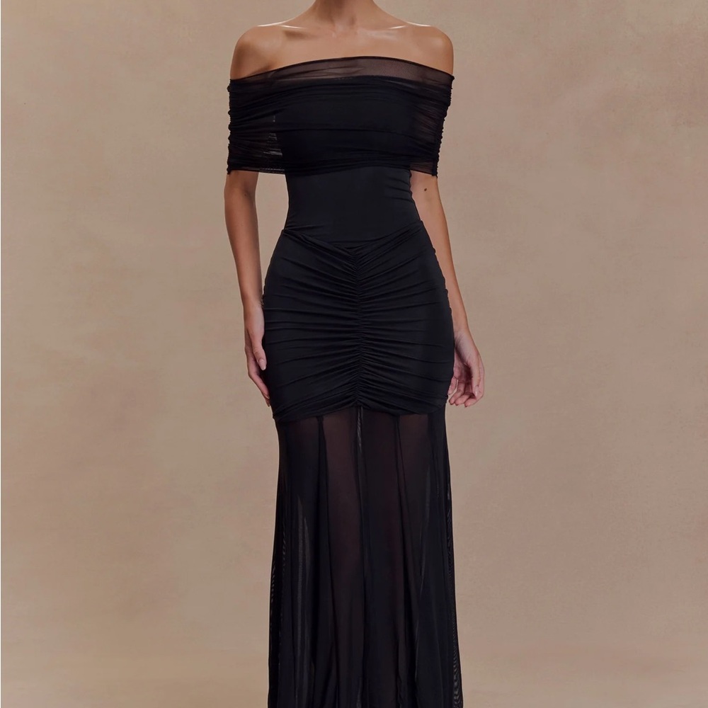 Meshki Off-Shoulder Black Dress